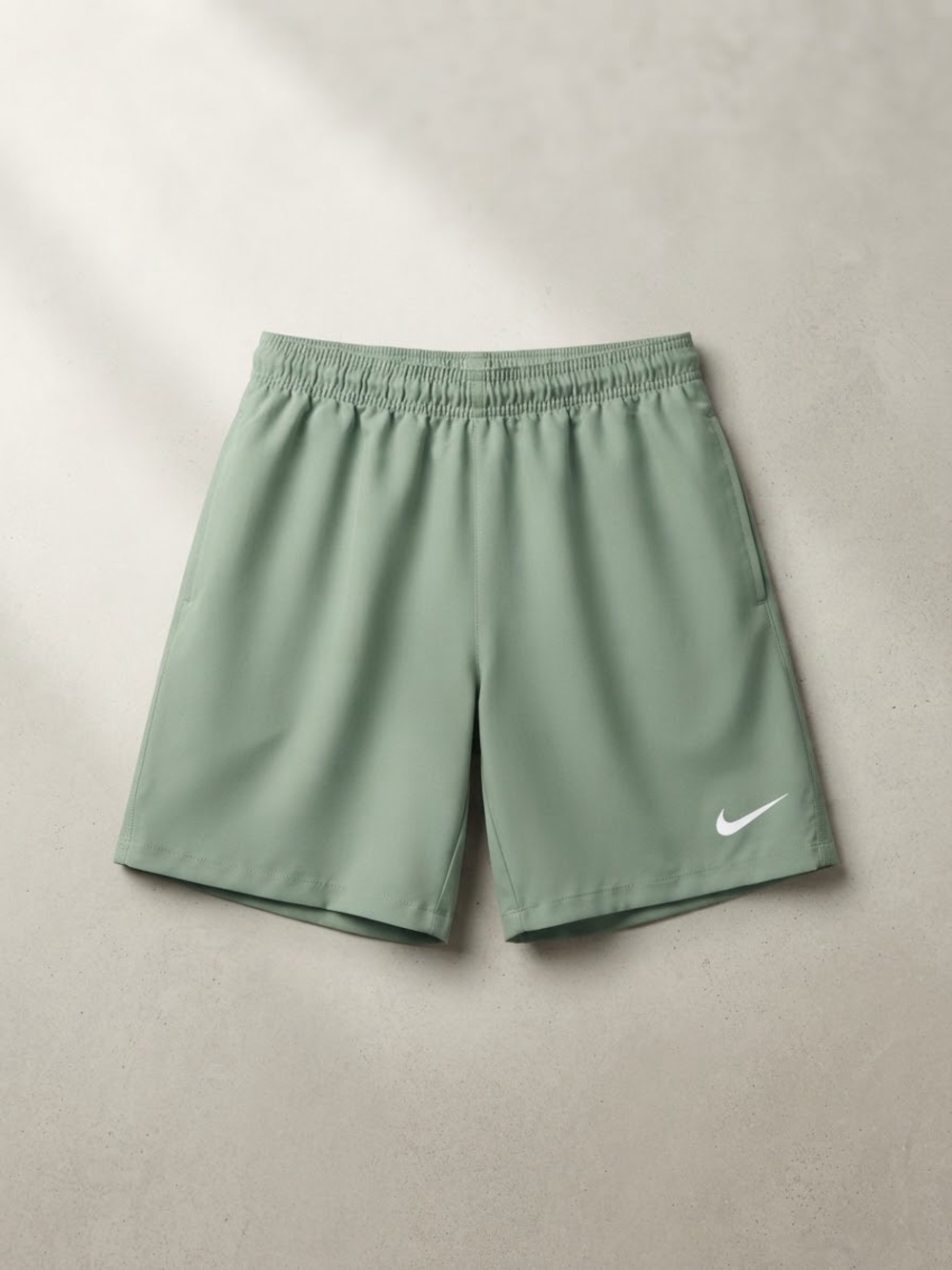 Nike Men's Sage Green Training Shorts with White Swoosh